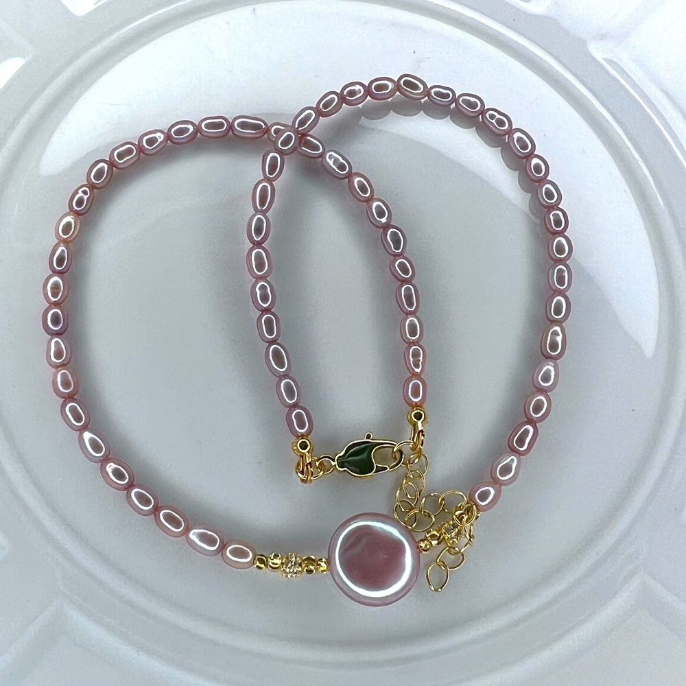 Handmade High Quality Freshwater Pink Cotton Candy Pearl Adjustable Necklace